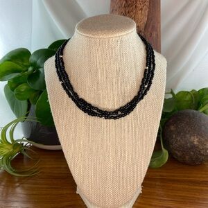 Silpada Triple Strand Black Onyx Bead Necklace
